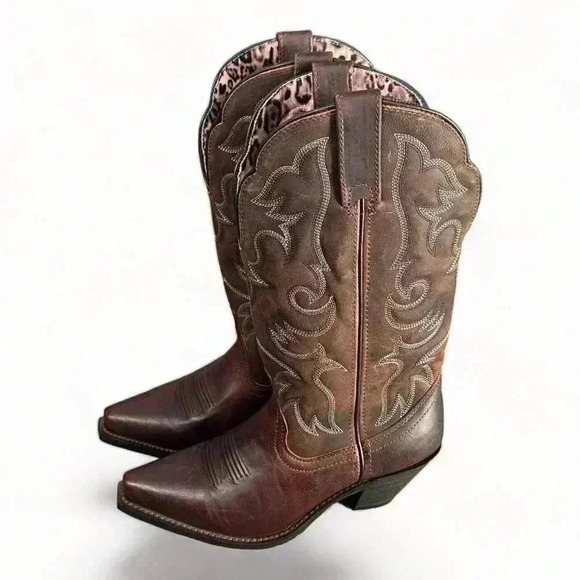 Laredo Western Boots Brown Women's 6.5 M Leather Pull on - Picture 3 of 8